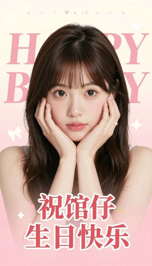 社交分享素材：馆之妹妹生日快乐：温馨祝福插画