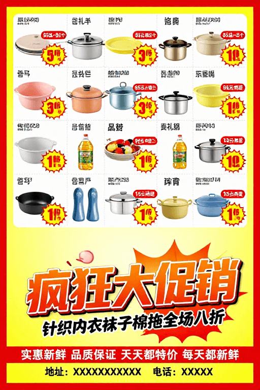 广告海报素材：活力四射：超市大促热烈海报