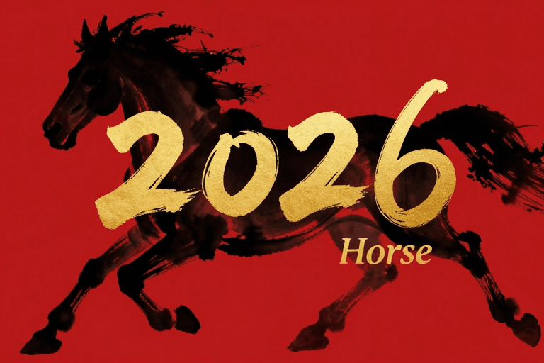 金色艺术字素材：墨韵奔马：2026新年水墨艺术海报
