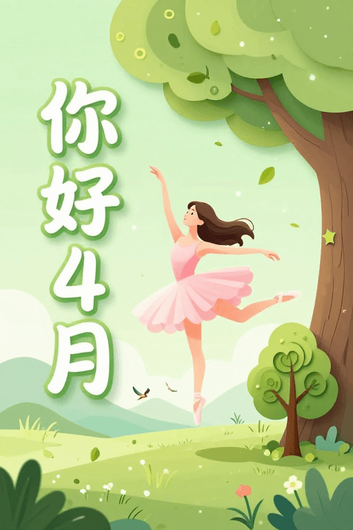 纸艺剪影素材：清新治愈：春日生机与芭蕾少女的轻盈跃动