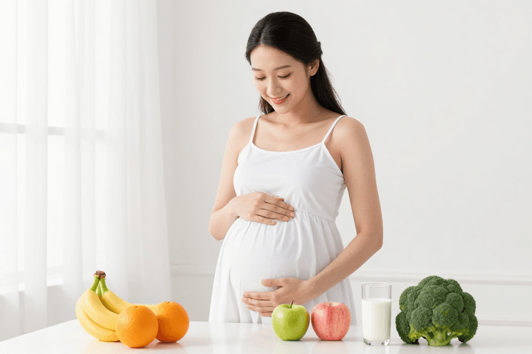 母婴宣传素材：孕妈妈健康营养时刻：白纱柔光下的温馨与活力