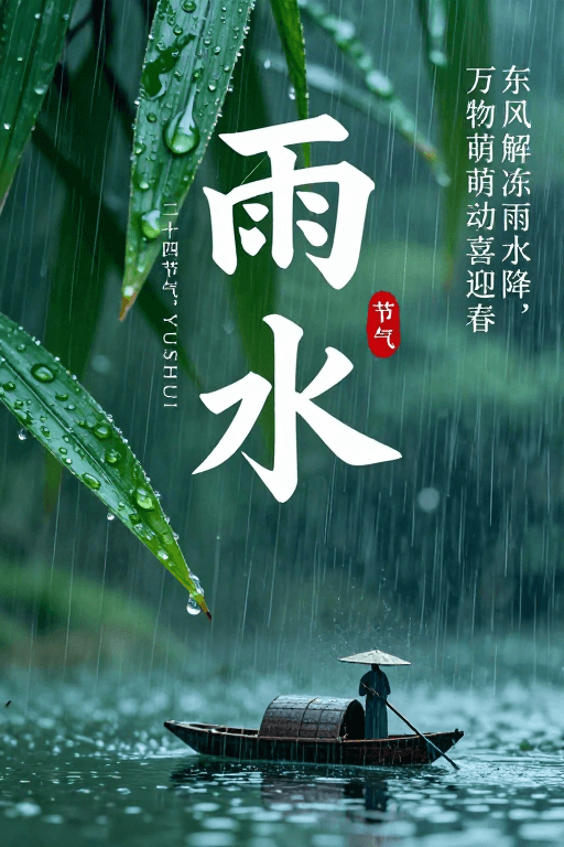二十四节气素材：二十四节气·春雨润物：传统书法与自然意境的交融