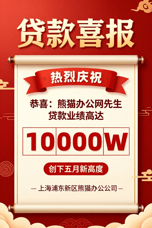 数字突破素材：熊猫办公业绩突破万兆喜报