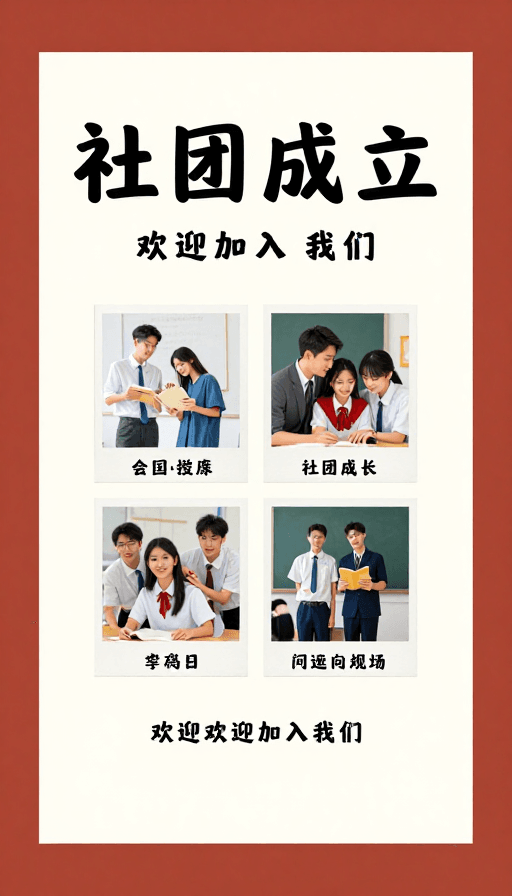 插画风格素材：社团成立庆典：加入我们，共筑未来！