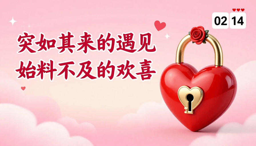 浪漫设计素材：情人节浪漫氛围：心锁与爱意的梦幻邂逅