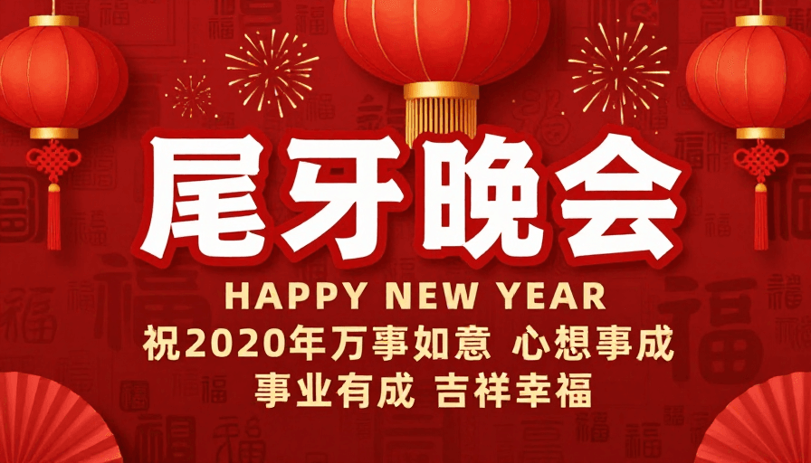 喜庆设计素材：红色喜庆中国风新年尾牙晚会海报设计
