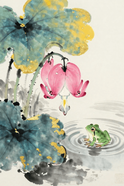 宣纸质感素材：芙蕖初绽：国风荷花水墨画中清幽意境