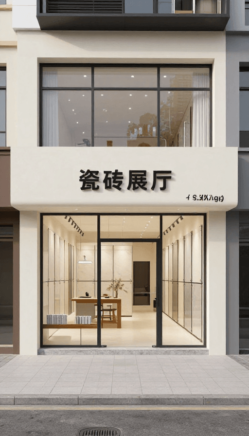 室内装修素材：现代简约瓷砖展厅设计效果图