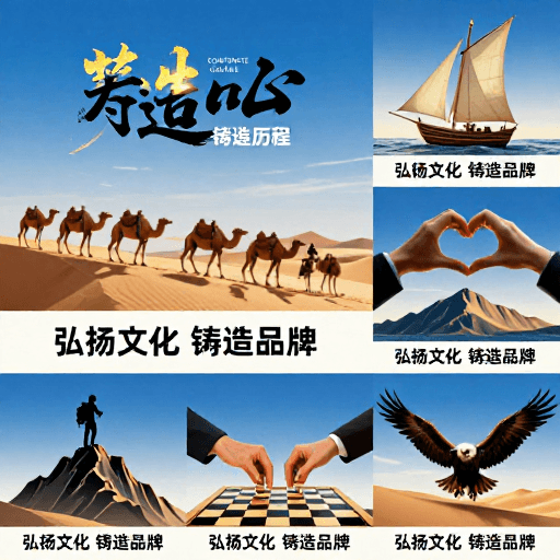 高对比度素材：蓝金质感企业文化传播海报系列