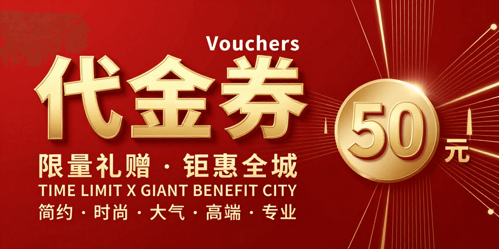高端商务素材：金色代金券海报：高端商务促销设计