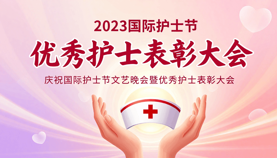 国际护士节素材：2023国际护士节优秀表彰梦幻光效海报