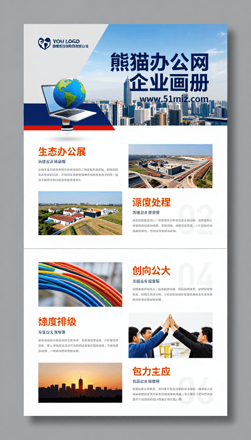 封面设计素材：熊猫办公网企业画册简约商务封面设计