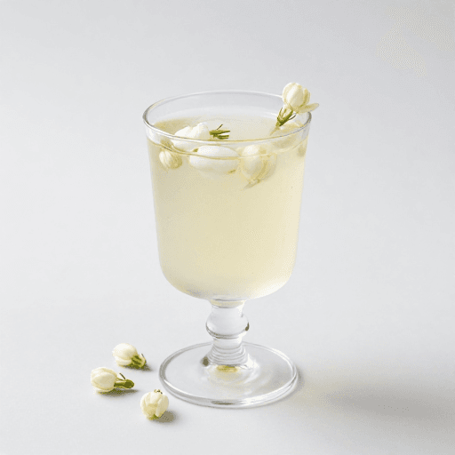 清新设计素材：清新茉莉花手绘饮品杯身特写插图