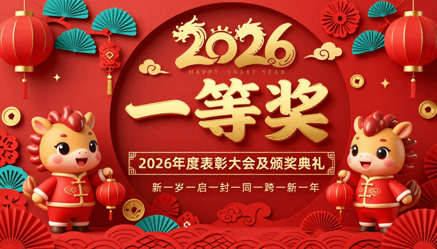 一等奖主题素材：红金中国风新年海报一等奖盛典