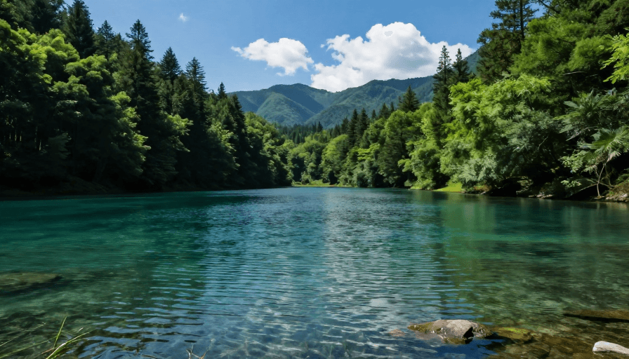 高清风景素材：清透碧湖·自然生态摄影