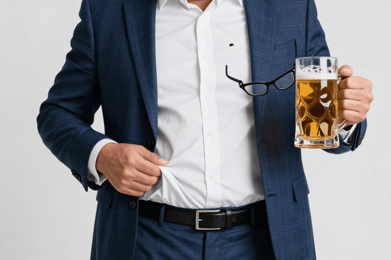 西装细节素材：中年职场男士：西装下的秘密与啤酒时光