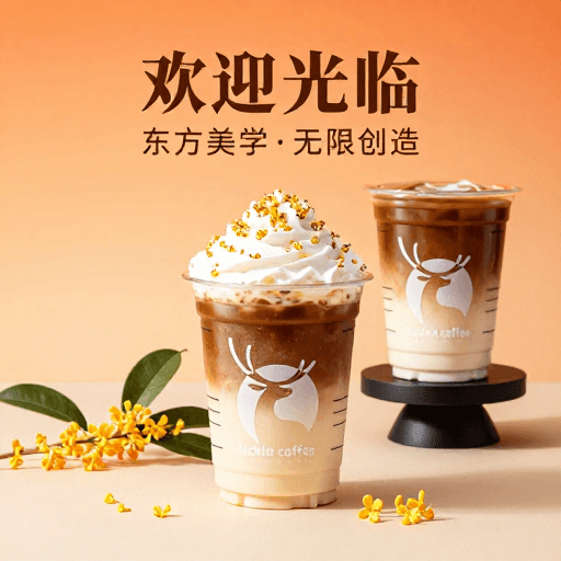 广告海报素材：瑞幸桂花饮：东方美学与茶香交融