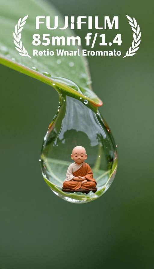 电影感素材：微僧诵经：露珠中的禅意瞬间