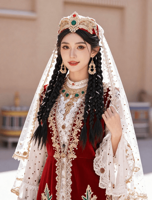 自然光素材：维吾尔族美女人像写真：民族风情与自然之美融合
