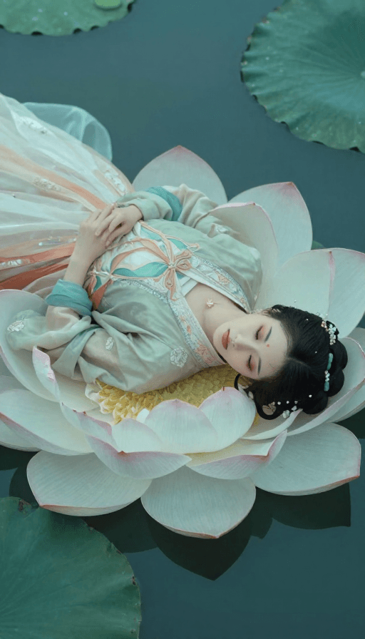 超现实主义素材：古典美人梦幻莲台：超现实古风人像摄影