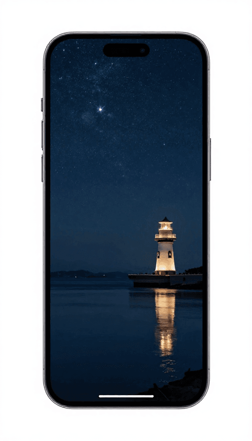 夜空素材：星空湖影与灯塔：静谧夜景之美