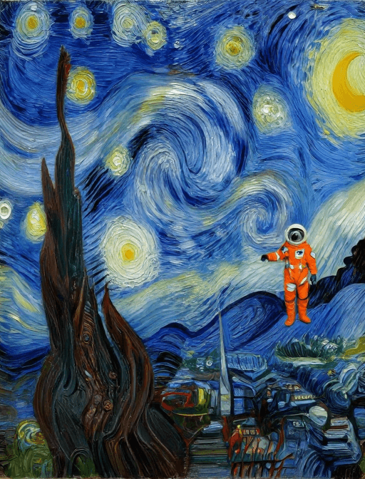 科幻素材：梵高星空探索者：厚涂宇宙交响