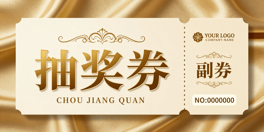 活动海报素材：奢华金色抽奖券：高端典雅设计