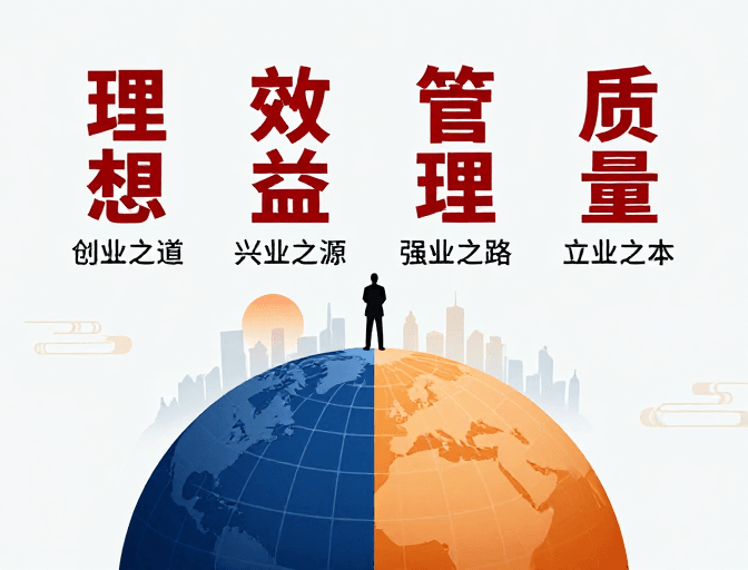 海报设计素材：中式现代企业文化海报：全球视野与本土实践融合