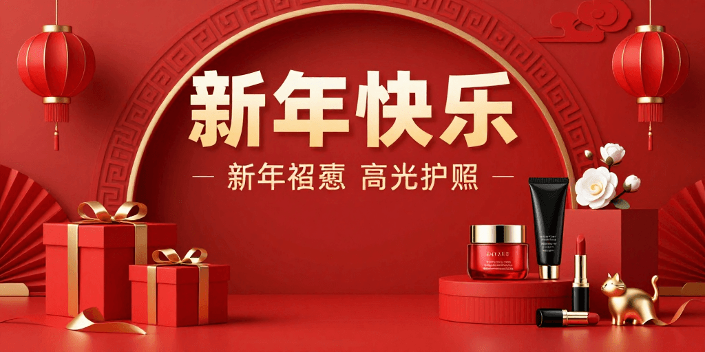 中国风设计素材：红韵华章：中国风节日产品促销海报