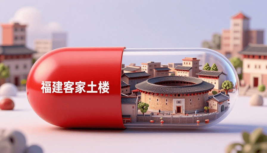 福建土楼素材：梦幻胶囊：福建土楼与鼓浪屿的3D微缩之旅