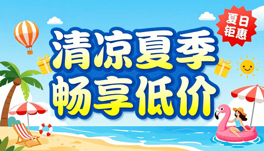 海滩度假素材：清凉夏日畅享低价 欢乐促销季