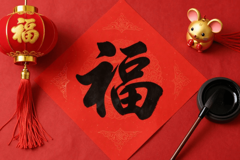 福字文化素材：红丝绒福字：春节书法艺术摄影