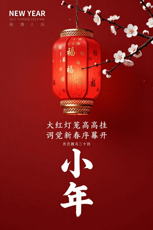 中国风海报素材：2021小年海报：古典红金韵 · 新春序曲
