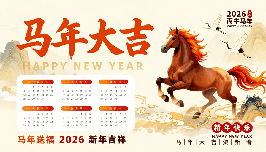 水墨背景素材：中国风马年贺岁海报：国潮新韵迎福运