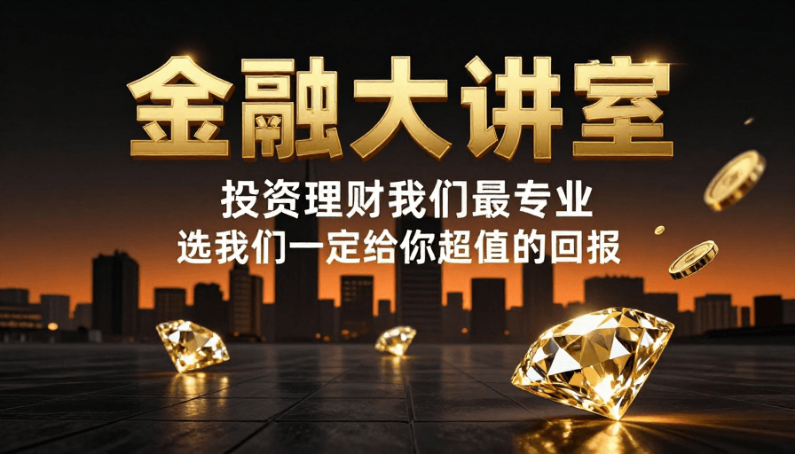 金融理财素材：高端金融理财宣传图：奢华都市夜景与财富象征