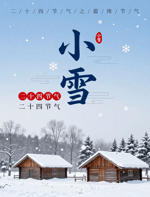 小雪节气素材：小雪节气海报：东方美学邂逅现代简约