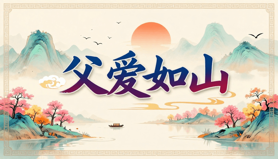中国风素材：父爱如山·水墨温情意境海报
