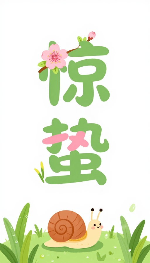 春日主题素材：清新手绘惊蛰节令插画
