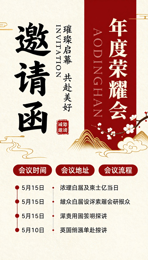 梅花祥云素材：中国风年度荣耀盛会邀请·璀璨启幕