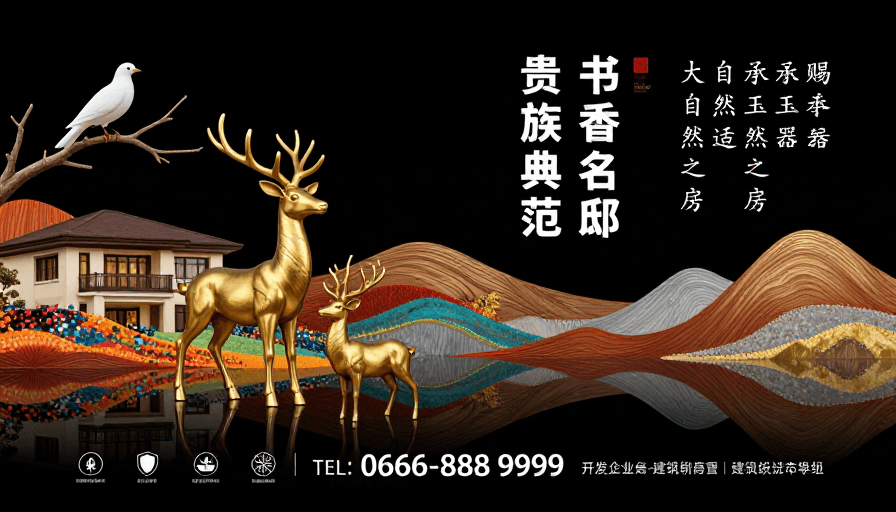 房地产广告素材：黑金轻奢新中式豪宅·贵族书香理想居