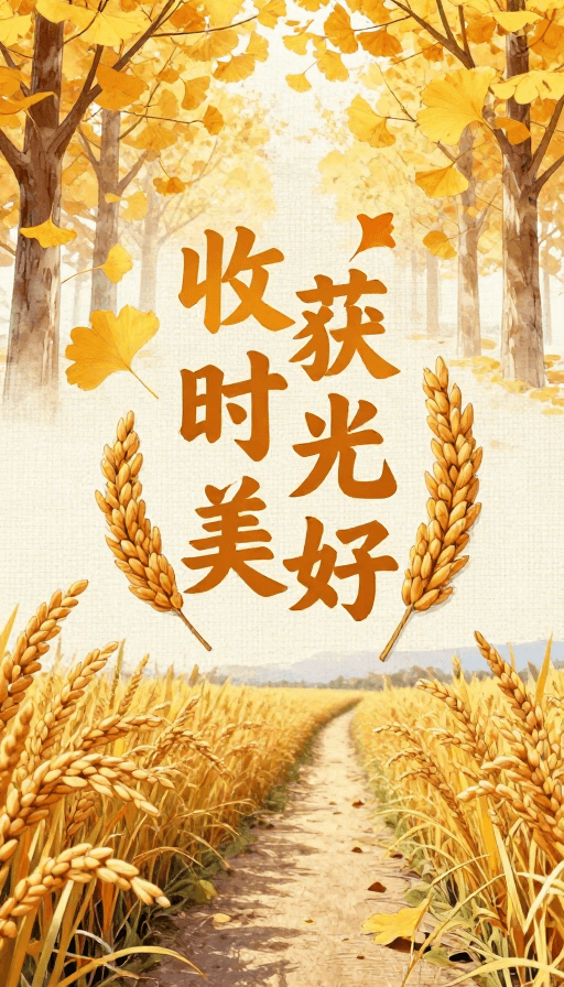 丰收素材：秋日丰收：琥珀光影的诗意画卷