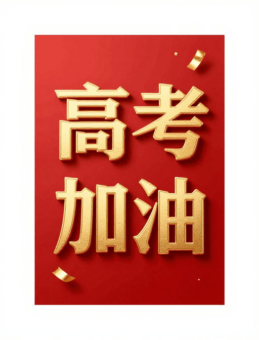 喜庆红金配色素材：金红浮雕艺术字：高考加油祝福设计