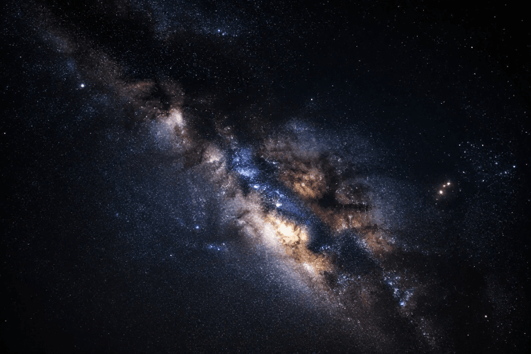 星际尘埃素材：浩瀚银河璀璨星空：冷调宇宙深处摄影杰作