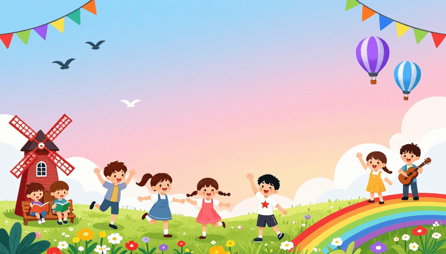亲子互动素材：卡通儿童节欢乐背景图