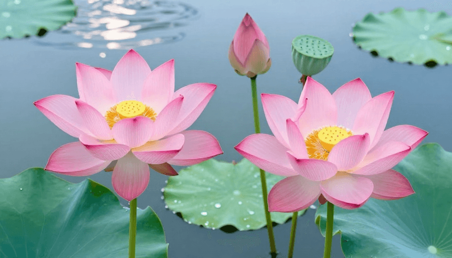 花卉广告素材：粉莲静绽·东方水韵