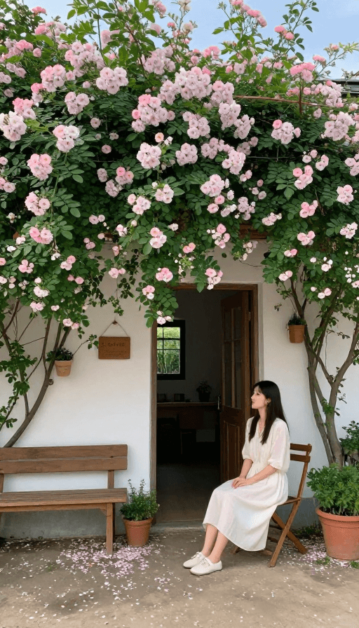 唯美意境素材：蔷薇攀墙，岁月静好：田园浪漫之美