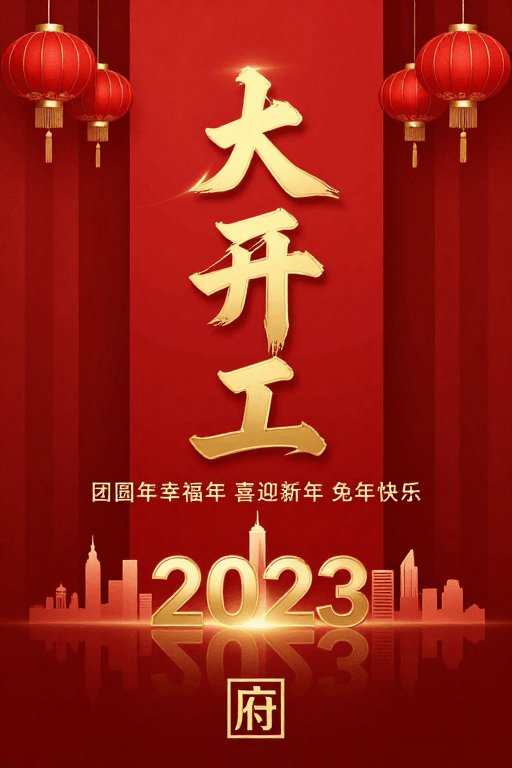 红色喜庆素材：兔年新春贺岁 传统与现代融合的红色金色海报