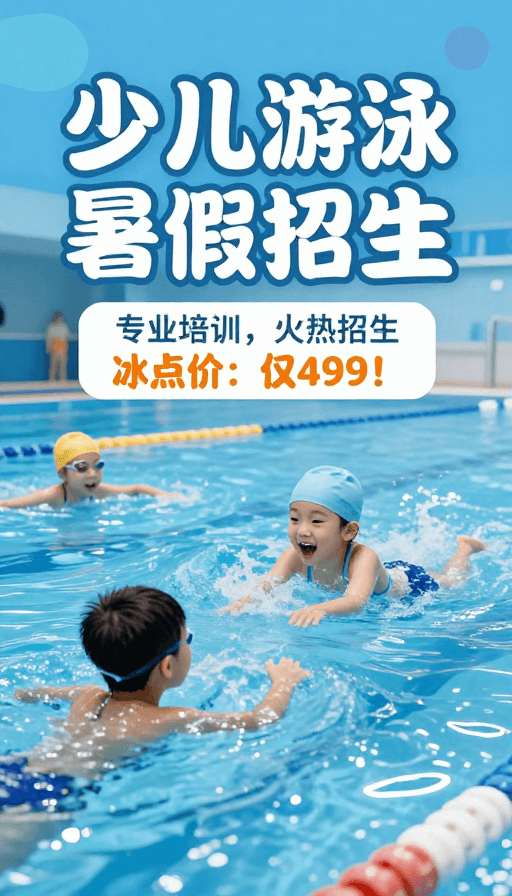 暑假招生素材：清凉夏日琉璃质感招生物泳特长班