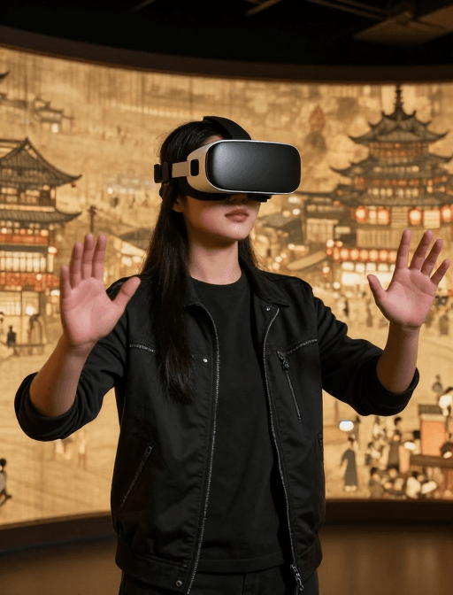 #VR体验素材：赛博朋克风下的清明上河图VR幻境