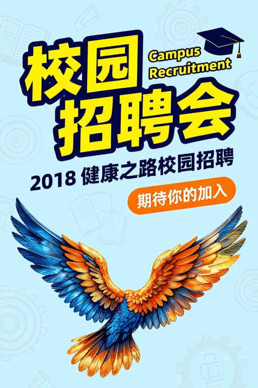 校园招聘会素材：青春活力校园招聘会：2018健康之路招聘海报